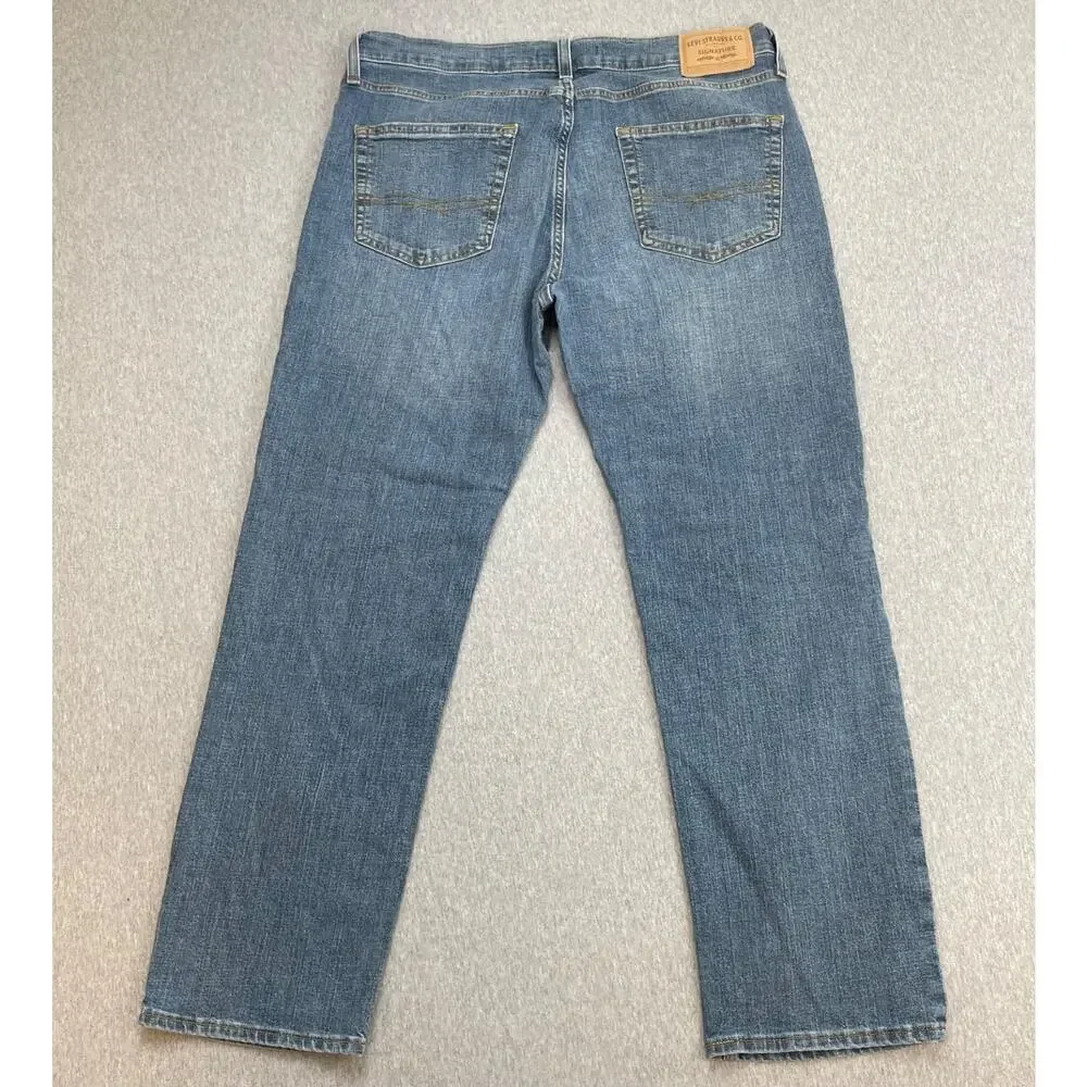 Levis Jeans Mens‎ 34 x 30 Blue Cotton Blend Stretch Signature Straight